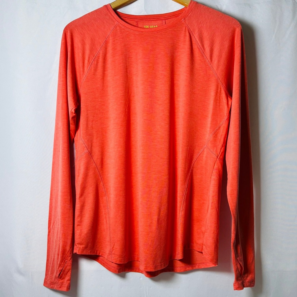 Tek Gear Long Sleeve Top Womens Large Coral Athletic Moisture Wicking Thumbholes - Picture 2 of 3